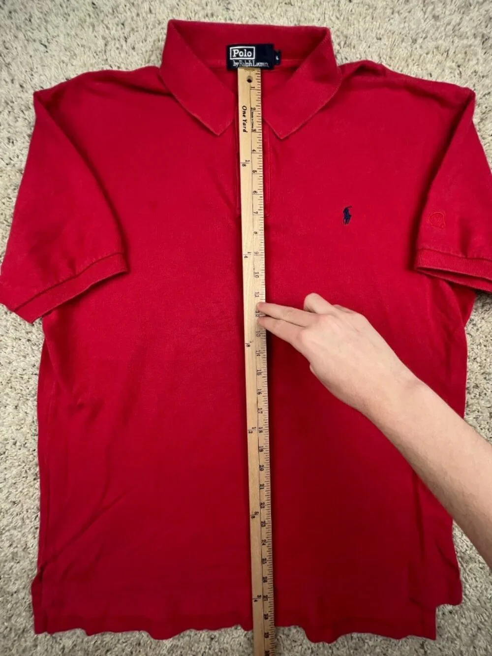 Polo Ralph Lauren Cotton Short Sleeve Polo Shirt w Pony Adult Size Large Red